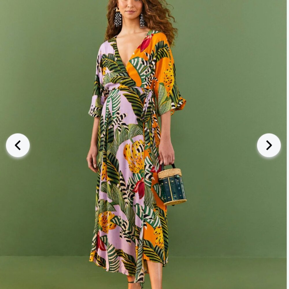 Farm Rio Banana Maxi Wrap Dress